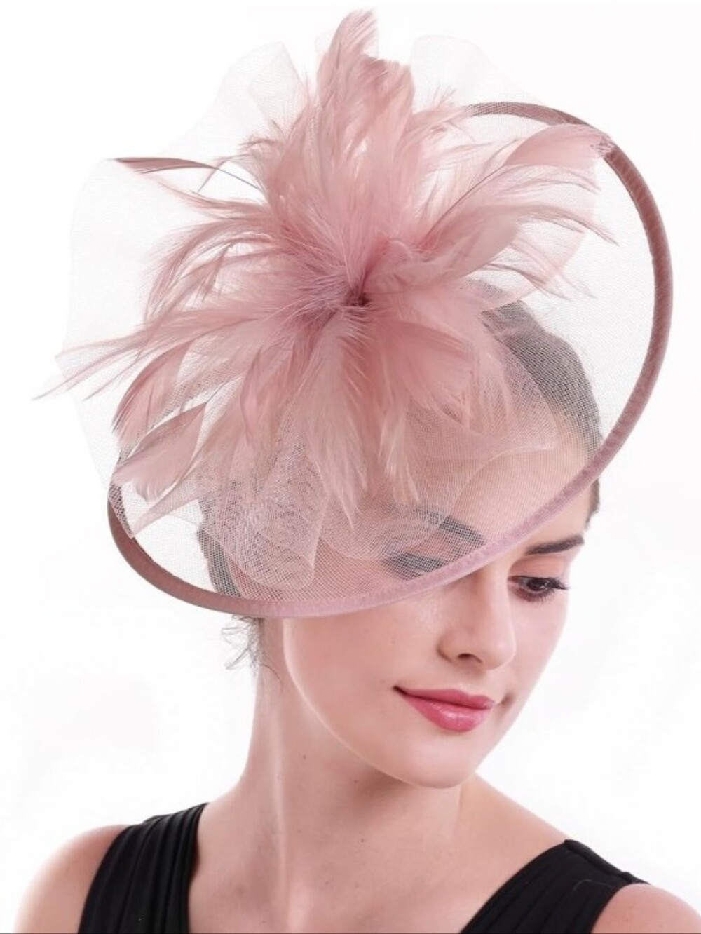 NEW! Blush Pink Feathered Kentucky Derby Hat